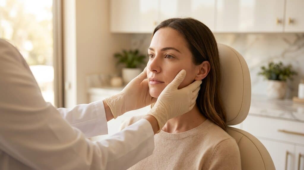 Facial analysis and assessment session at a West Hollywood med spa