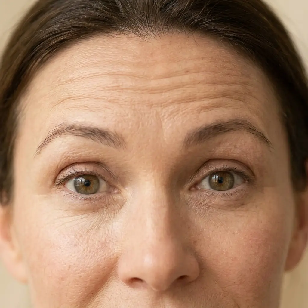 Woman showing forehead expression lines, wrinkle relaxers West Hollywood