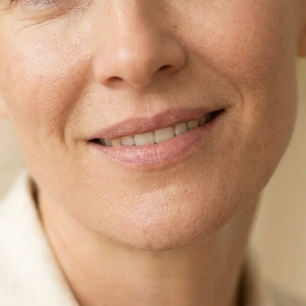 Woman showing a soft upper lip smile, wrinkle relaxers West Hollywood
