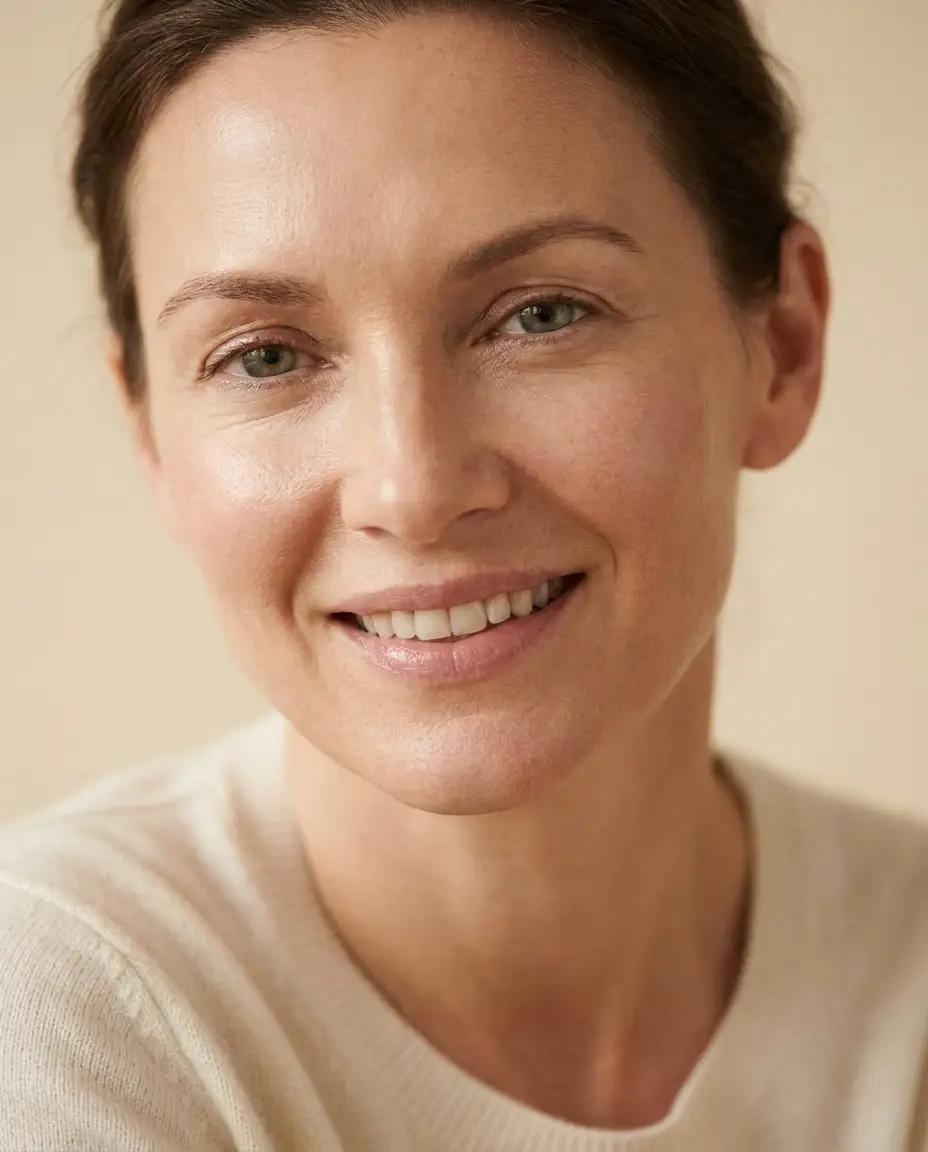 Woman with smooth natural skin, line-smoothing without changing your face